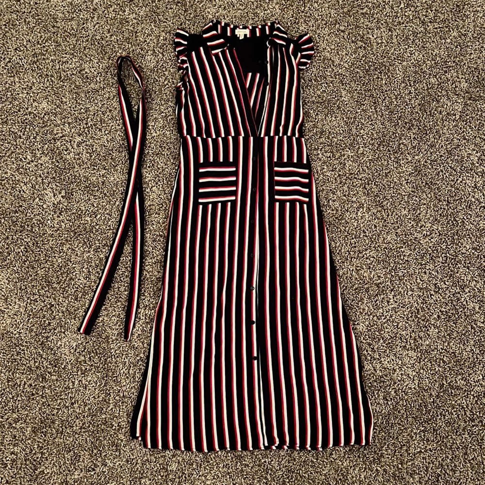 Striped dress with belt